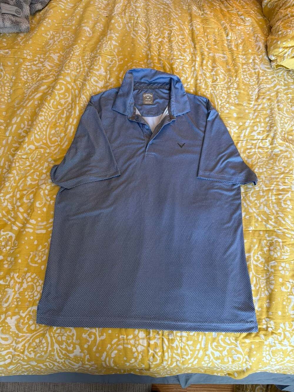 Callaway Men's Opti-Dri Blue Diamond Print Short Sleeve Golf Polo Shirt Size Lar